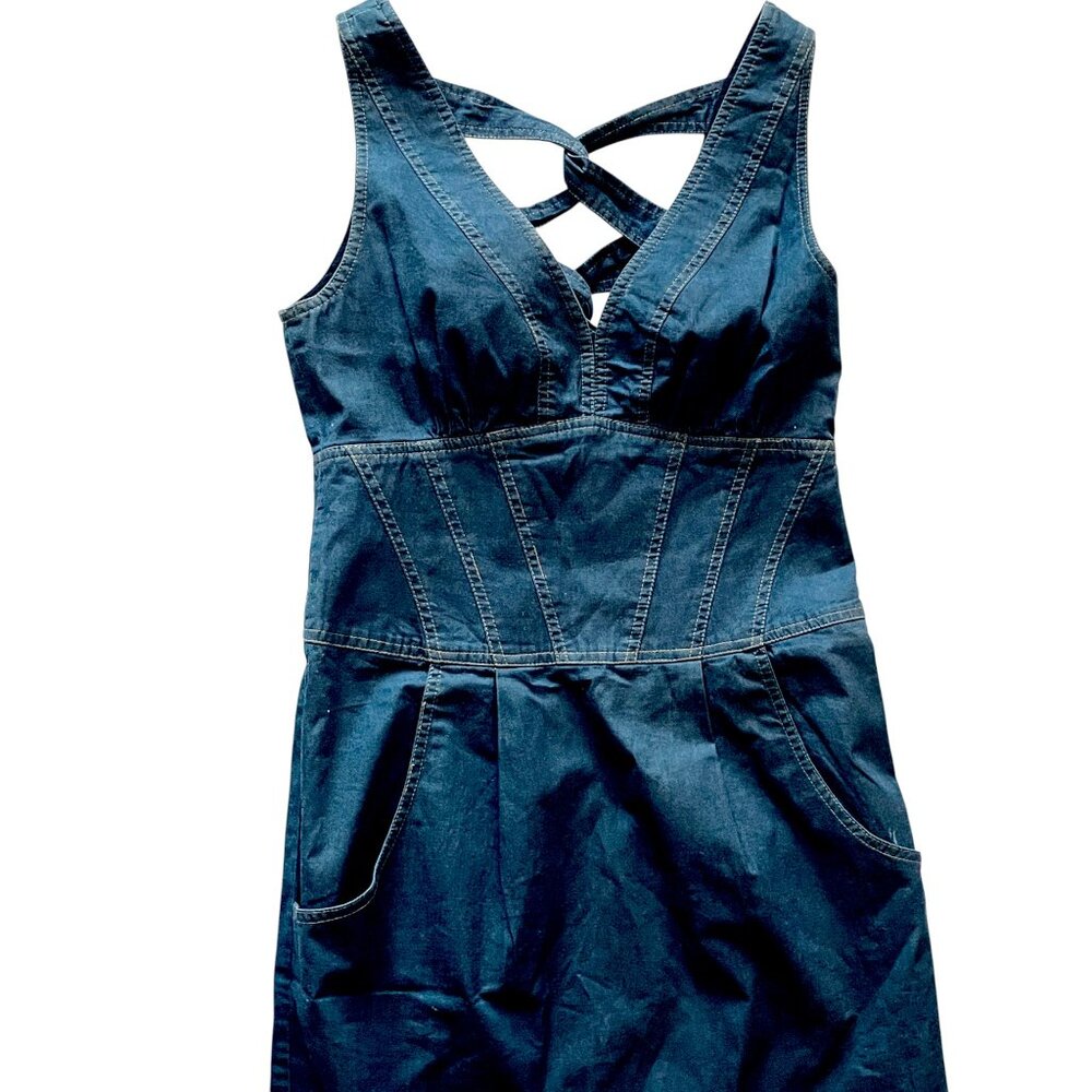 Nanette Lepore NWOT Rare Sexy Vintage Designer Denim Dress 90s 00s y2k Bodycon - Picture 7 of 11